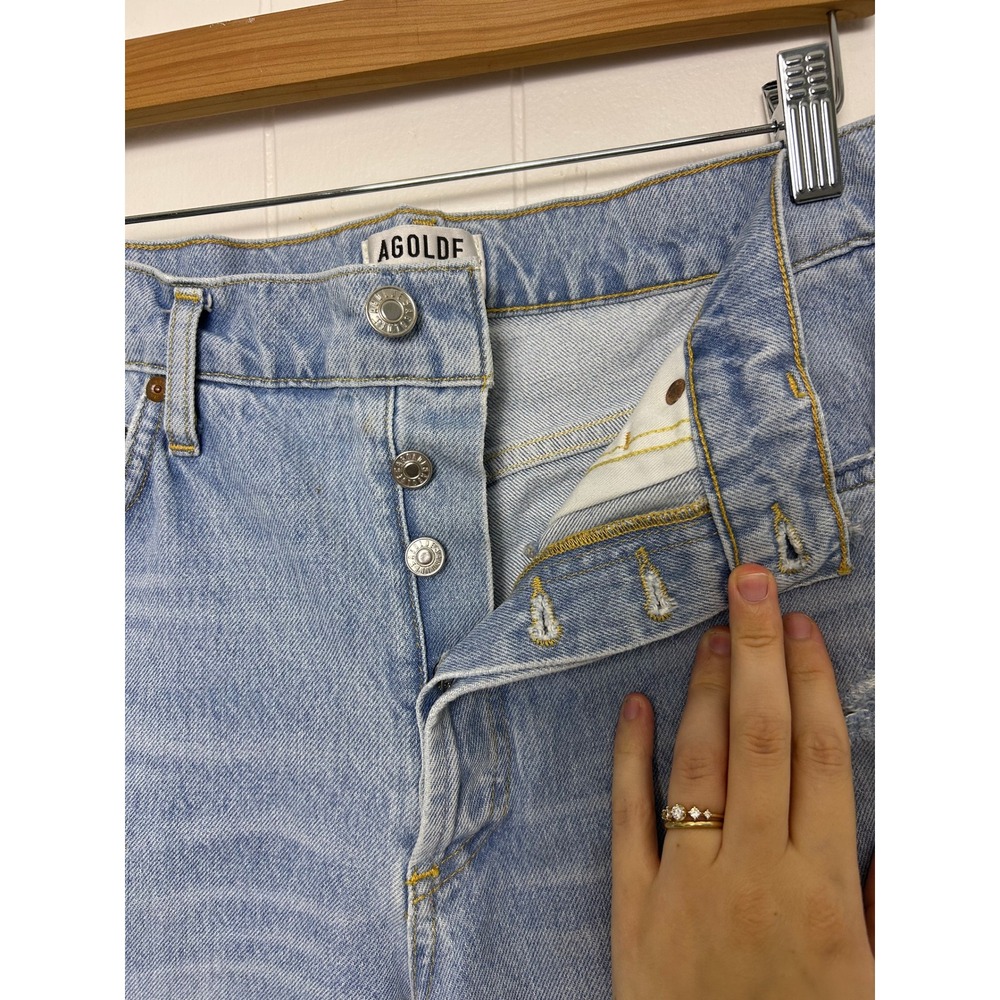 AGOLDE Jeans Womens 29 Jamie High Rise Distressed Light‎ Wash classic raw hem - Picture 4 of 12